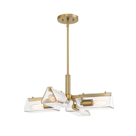 Designers Fountain Latitude 4 Light Modern Brushed Gold with Clear Glass Shades Chandelier For Dining Rooms D279M-4CH-BG
